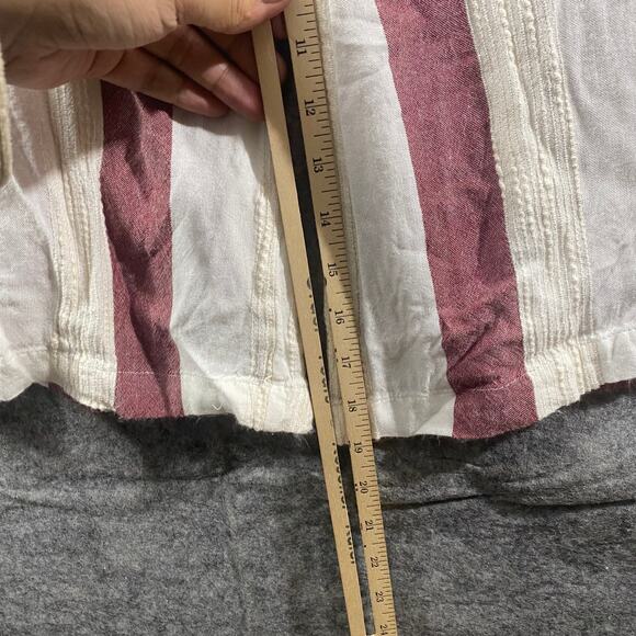 Lulus Jumpsuit Small Cream Red Rayna Striped Tie-Front Culotte Cropped Straight - Picture 9 of 16